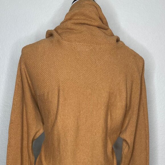 Cynthia Rowley Cotton Active Copper Cowl Neck Waffle Knit Sweater Top - Picture 4 of 8